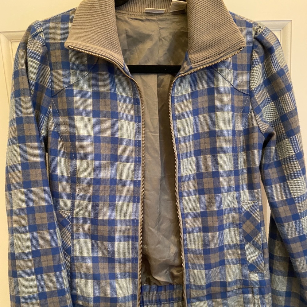 COPY - Vintage Rubbish Blue Plaid Collared Jacket